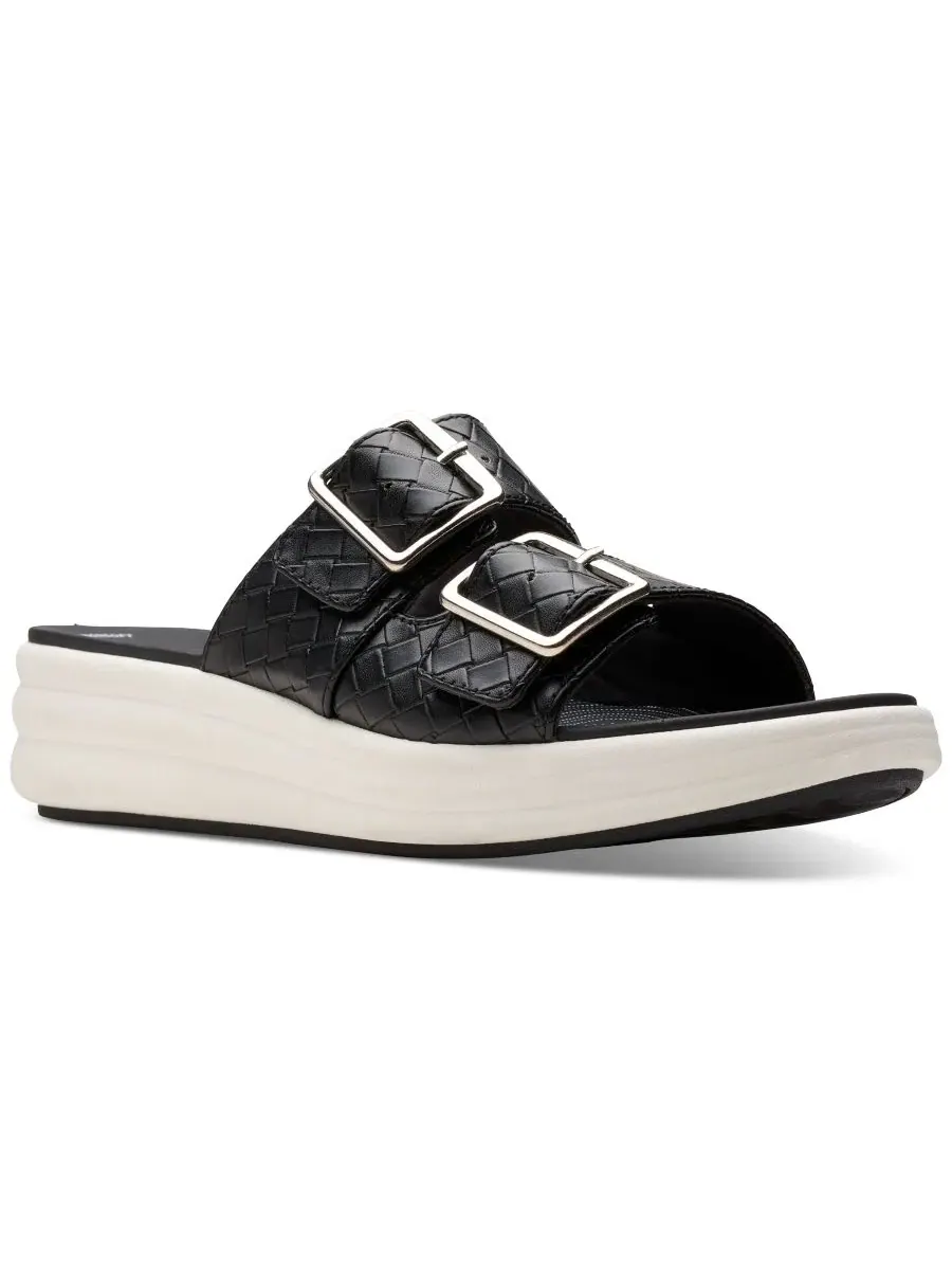 Босоножки-сандалии на танкетке Drift Buckle Slip-On Slide Wedge Clarks — изображение 1 из 5, черный