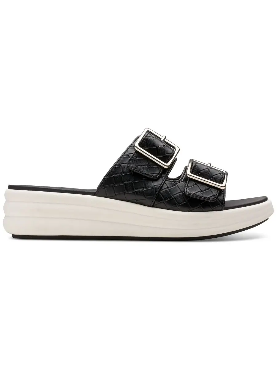Босоножки-сандалии на танкетке Drift Buckle Slip-On Slide Wedge Clarks — изображение 2 из 5, черный