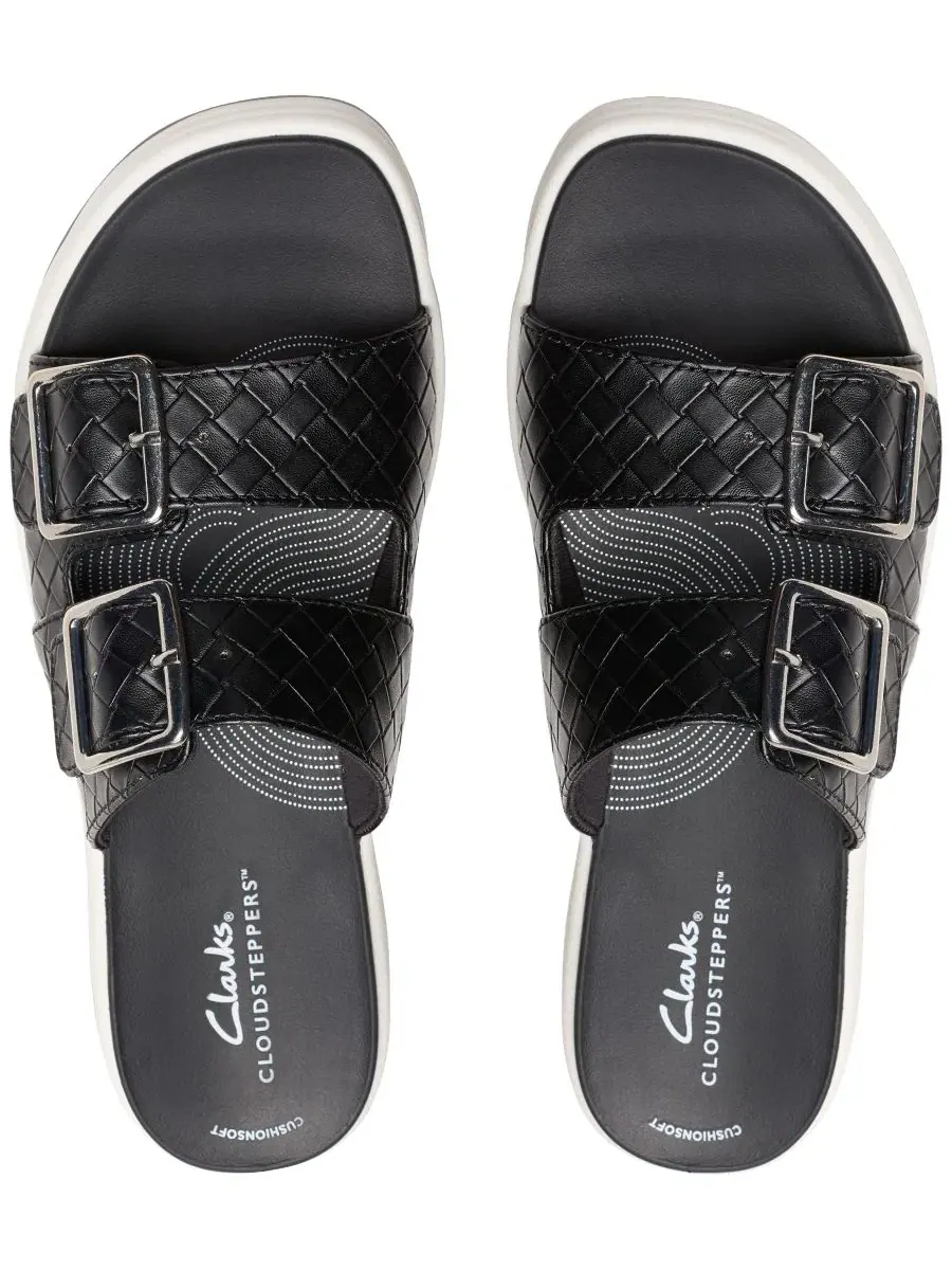 Босоножки-сандалии на танкетке Drift Buckle Slip-On Slide Wedge Clarks — изображение 4 из 5, черный