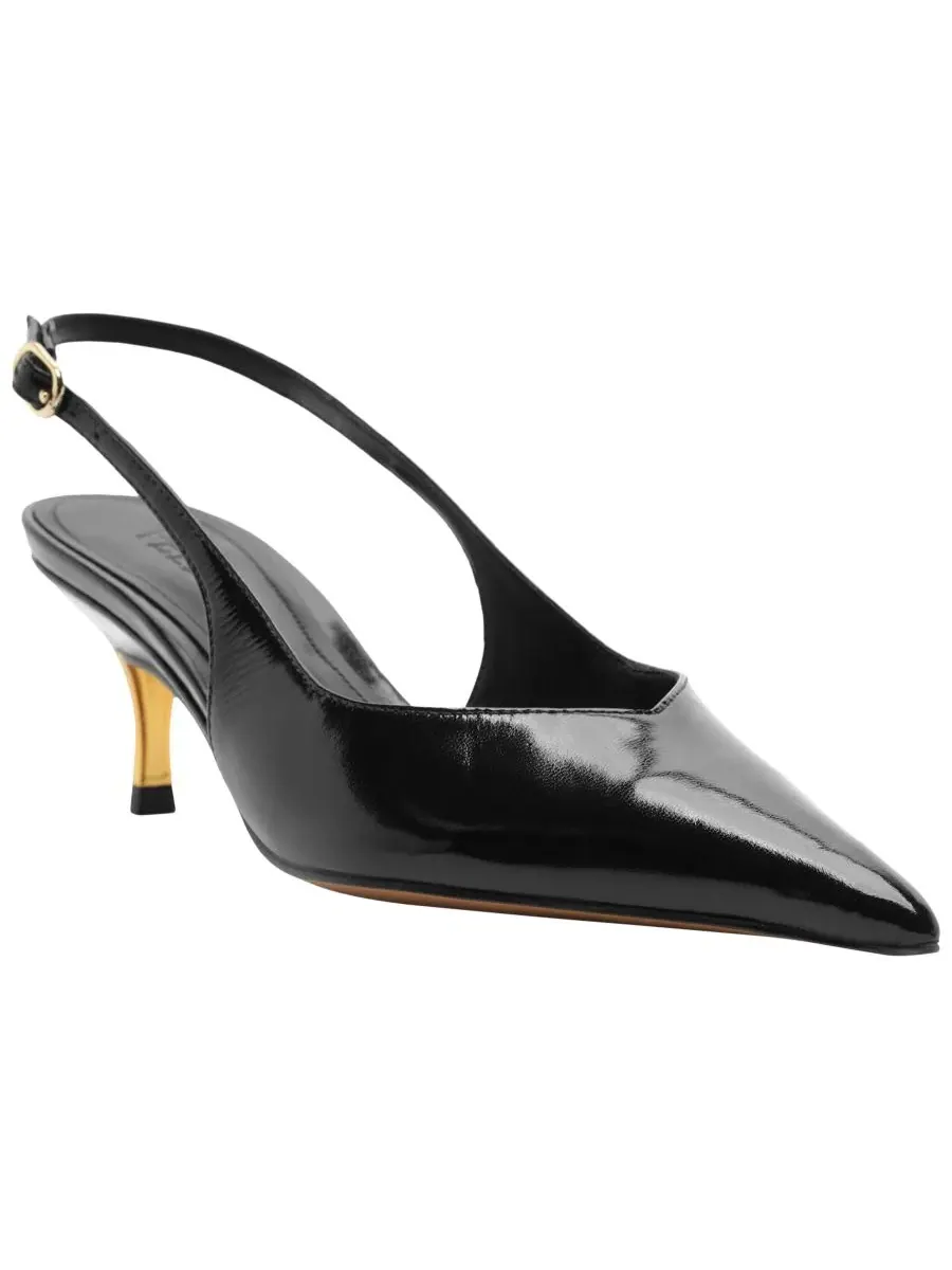 Туфли-лодочки с острым мысом и ремешком, модель Rosie Mid Stiletto Arezzo — изображение 1 из 5, черный