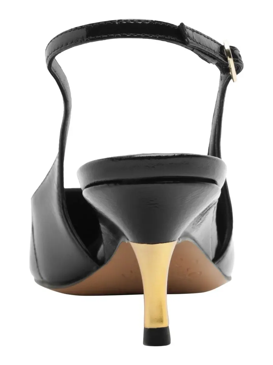 Туфли-лодочки с острым мысом и ремешком, модель Rosie Mid Stiletto Arezzo — изображение 3 из 5, черный