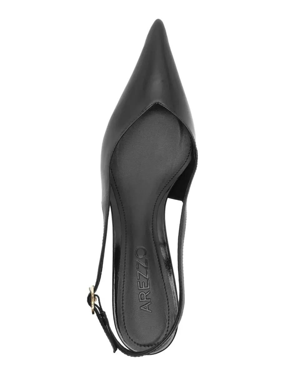 Туфли-лодочки с острым мысом и ремешком, модель Rosie Mid Stiletto Arezzo — изображение 4 из 5, черный