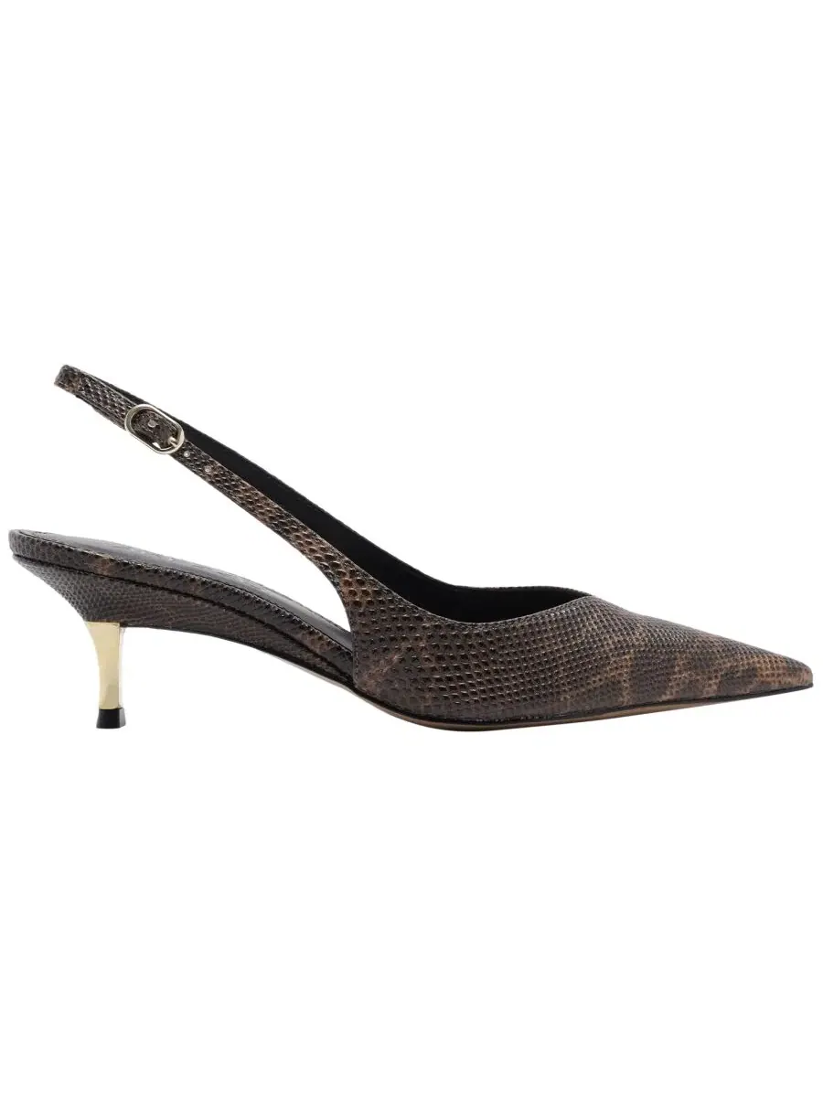 Туфли-лодочки с острым носком и пряжкой, модель Rosie Mid Stiletto Arezzo, Caramelo — изображение 2 из 5