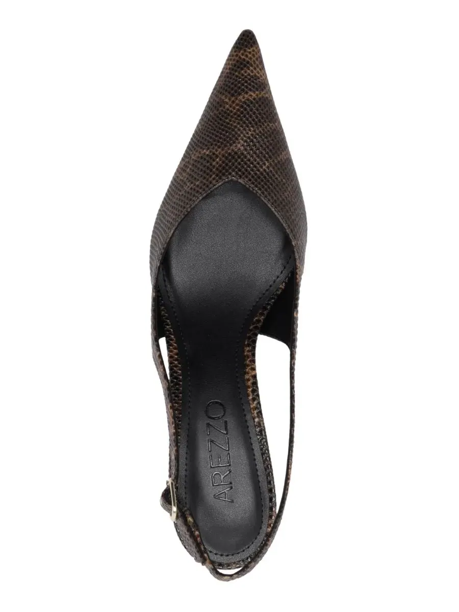 Туфли-лодочки с острым носком и пряжкой, модель Rosie Mid Stiletto Arezzo, Caramelo — изображение 4 из 5
