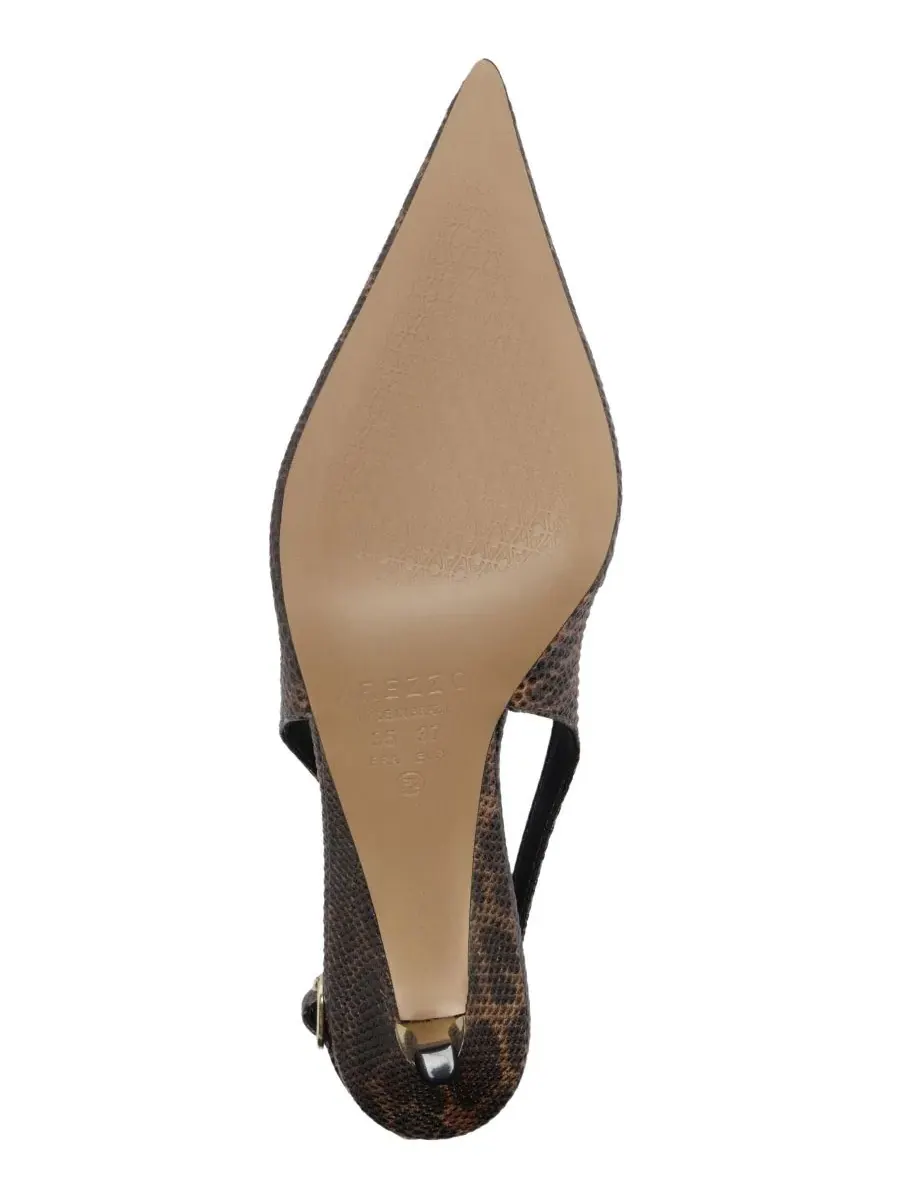 Туфли-лодочки с острым носком и пряжкой, модель Rosie Mid Stiletto Arezzo, Caramelo — изображение 5 из 5