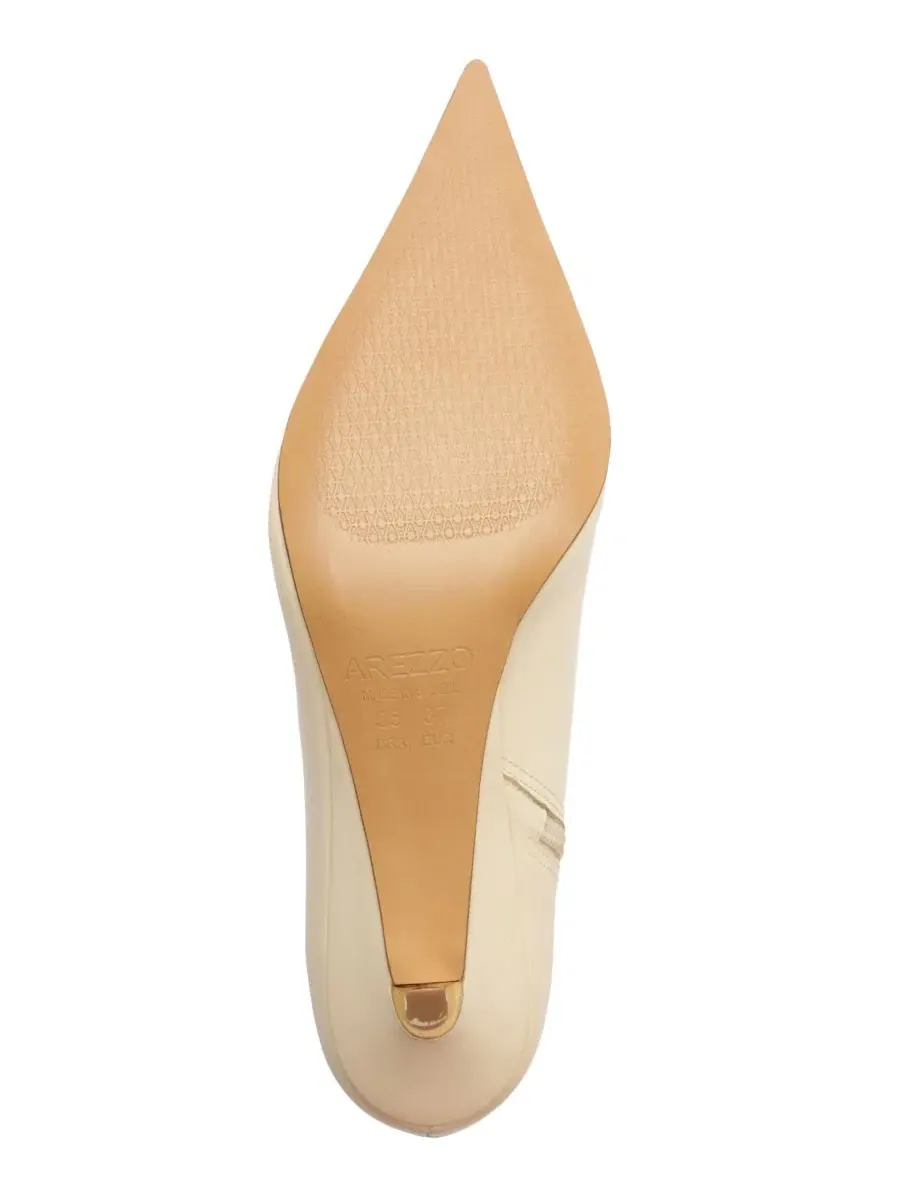 Ботильоны на низком каблуке с золотой деталью Dani Low Stiletto Arezzo — изображение 5 из 5, бежевый