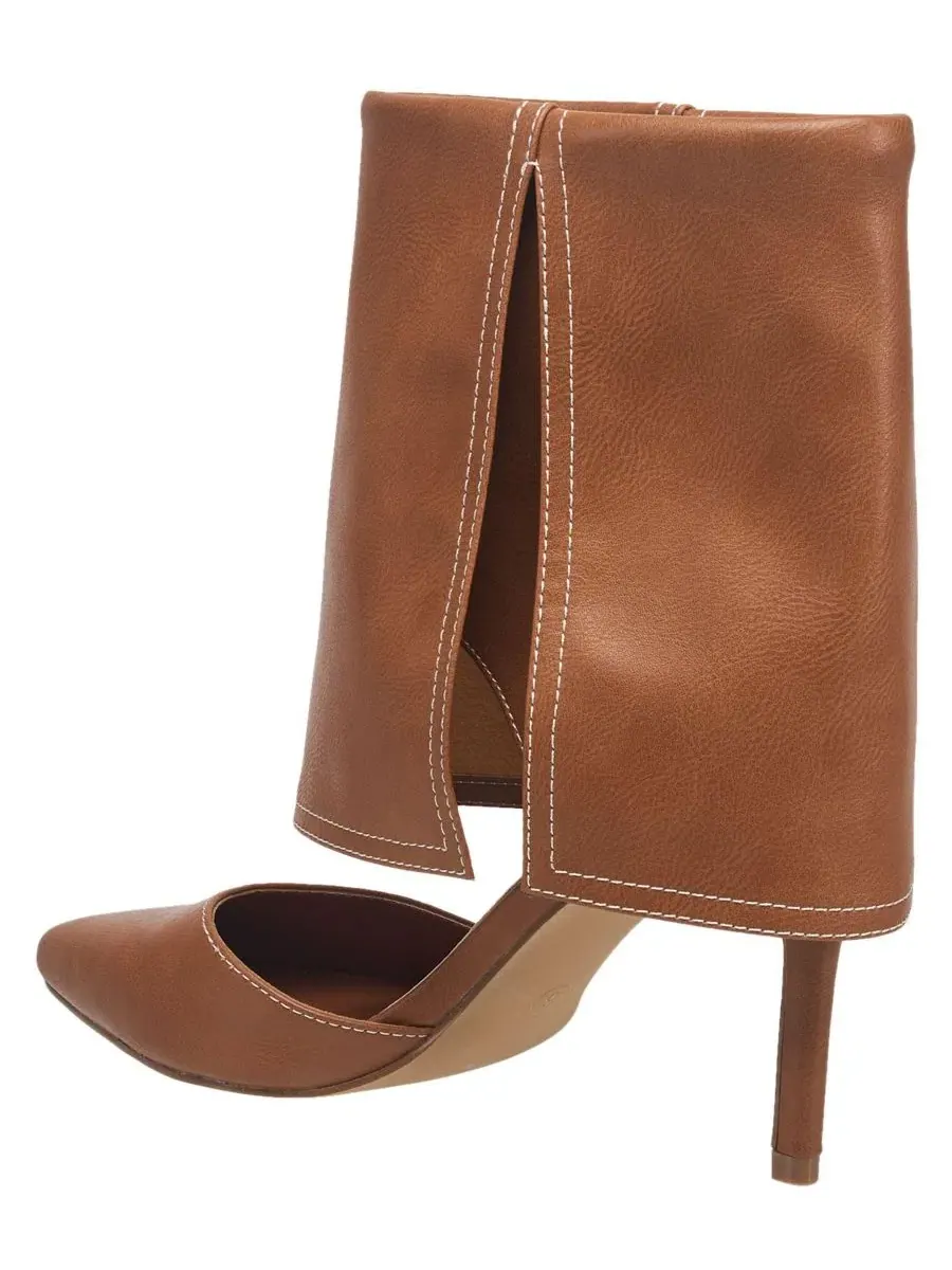 Туфли-лодочки Foldover Cuff Heel с острым носком, на каблуке 8 см True Religion — изображение 3 из 6, коричневый
