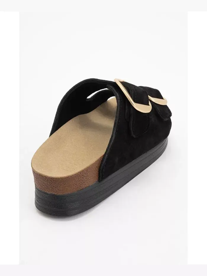 Сандалии женские Harbor из замши и кожи на двух ремешках Forever & Always Shoes — изображение 6 из 8, черный
