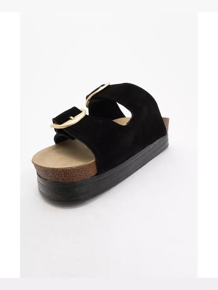 Сандалии женские Harbor из замши и кожи на двух ремешках Forever & Always Shoes — изображение 7 из 8, черный