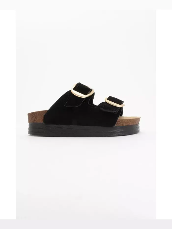 Сандалии женские Harbor из замши и кожи на двух ремешках Forever & Always Shoes — изображение 8 из 8, черный