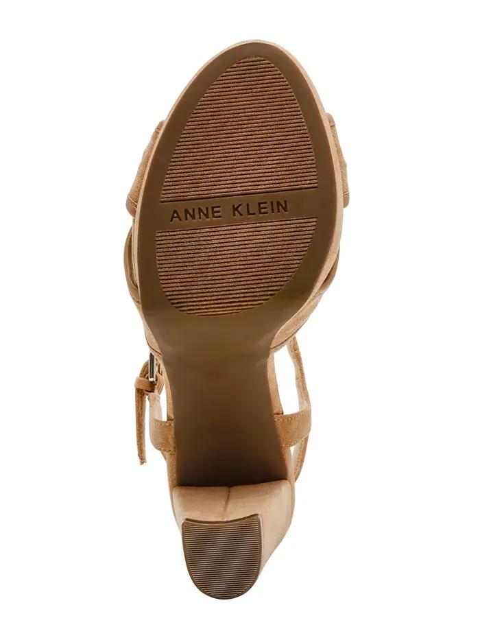 Женские сандалии на блочном каблуке Verde Block Anne Klein — изображение 5 из 7, коричневый/бежевый