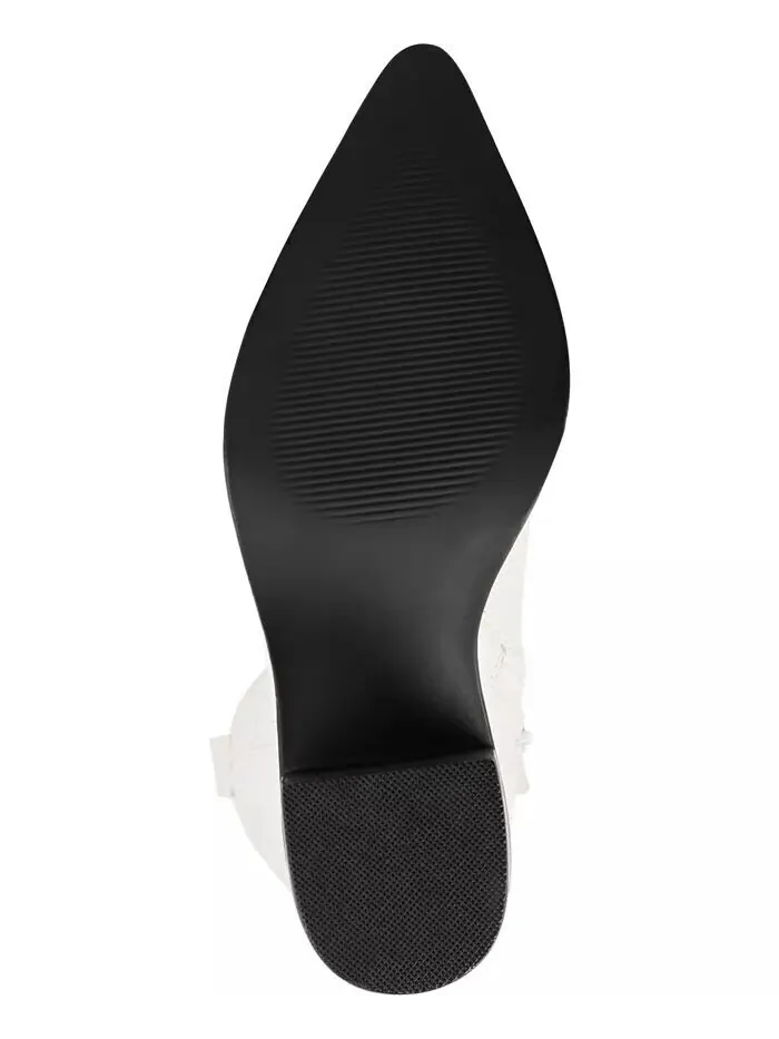 Женские сапоги Therese Extra Wide Calf на блочном каблуке до колена Journee Collection — изображение 5 из 6, кость