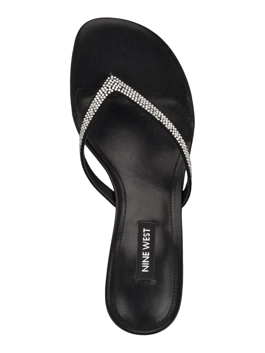 Женские круизные сандалии на низком каблуке-стрингах Nine West — изображение 4 из 5, черный