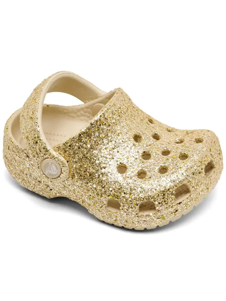 Классические сабо с крупными блестками для девочек от Finish Line Crocs — изображение 1 из 6, песчаник