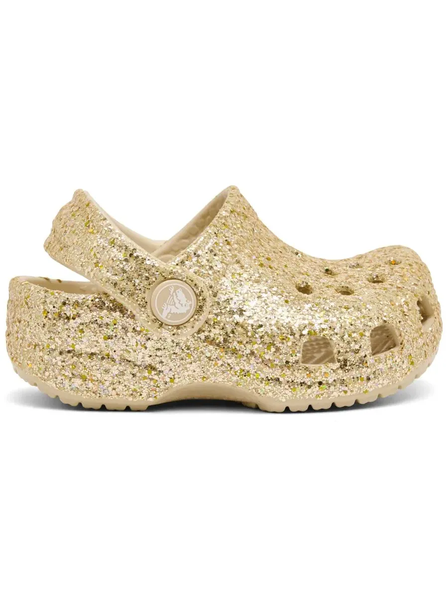 Классические сабо с крупными блестками для девочек от Finish Line Crocs — изображение 3 из 6, песчаник