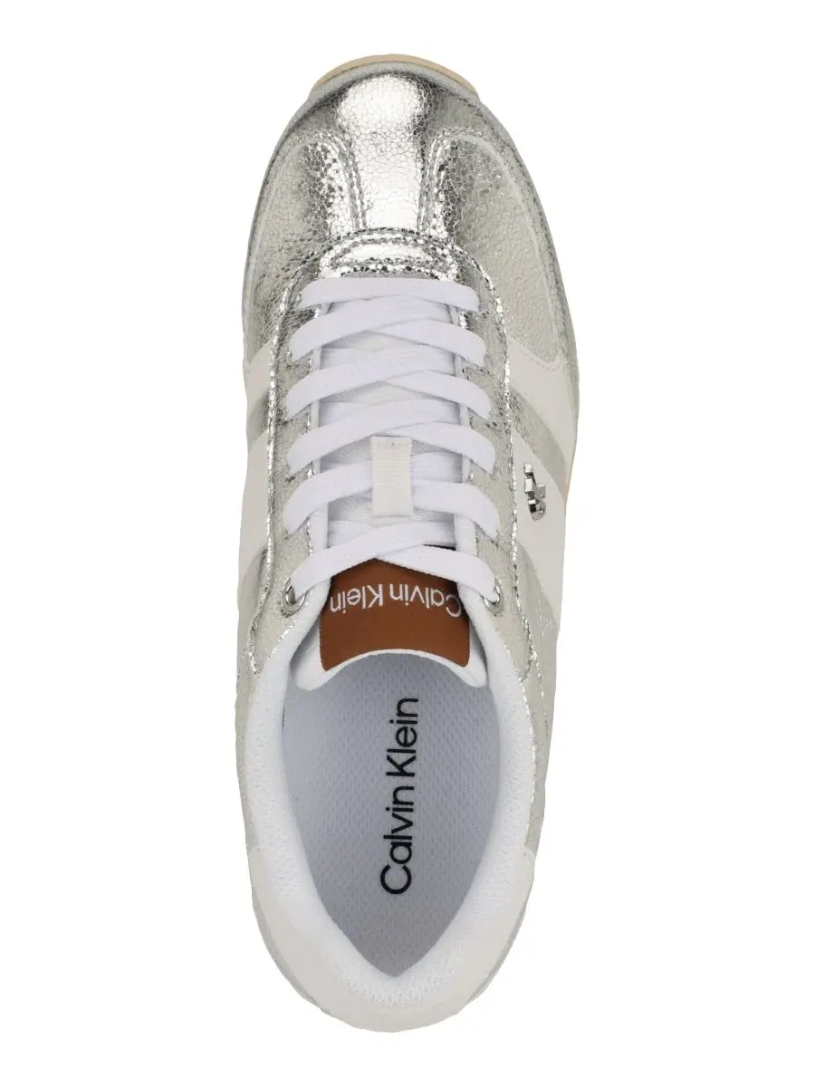 Женские ретро-кроссовки Anora на шнуровке Calvin Klein, серебро/белый — изображение 4 из 5, серебристый/белый