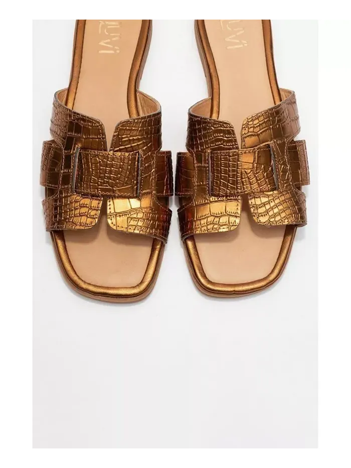 Наши кожаные слайд-сандалии (женские) Forever & Always Shoes — изображение 2 из 5, коричневый