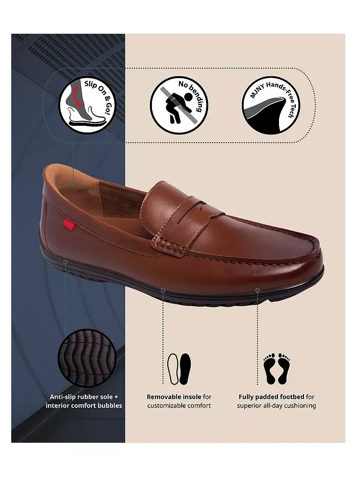 Мужские пенни лоферы John Street с технологией Hands-Free Slip On Marc Joseph New York — изображение 2 из 8, коричневый