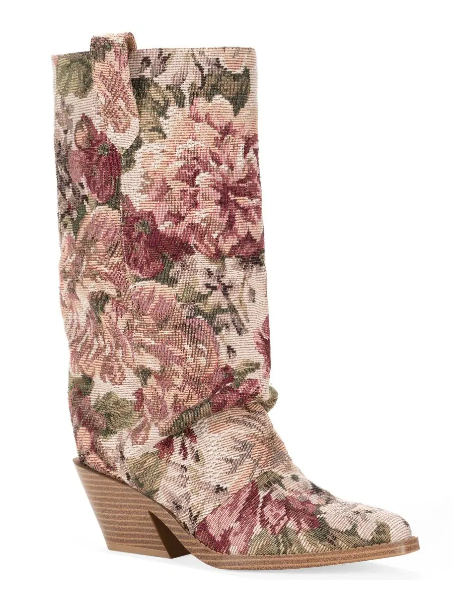 Женские сапоги-казаки Wild Pair Piippa Floral Tapestry Slouch Mid-Shaft — изображение 1 из 6, розовый