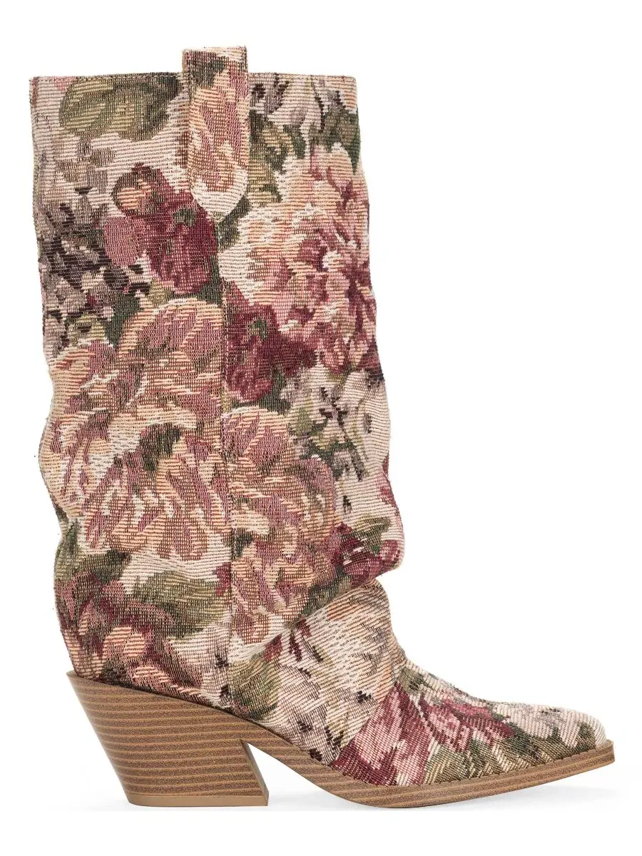 Женские сапоги-казаки Wild Pair Piippa Floral Tapestry Slouch Mid-Shaft — изображение 2 из 6, розовый