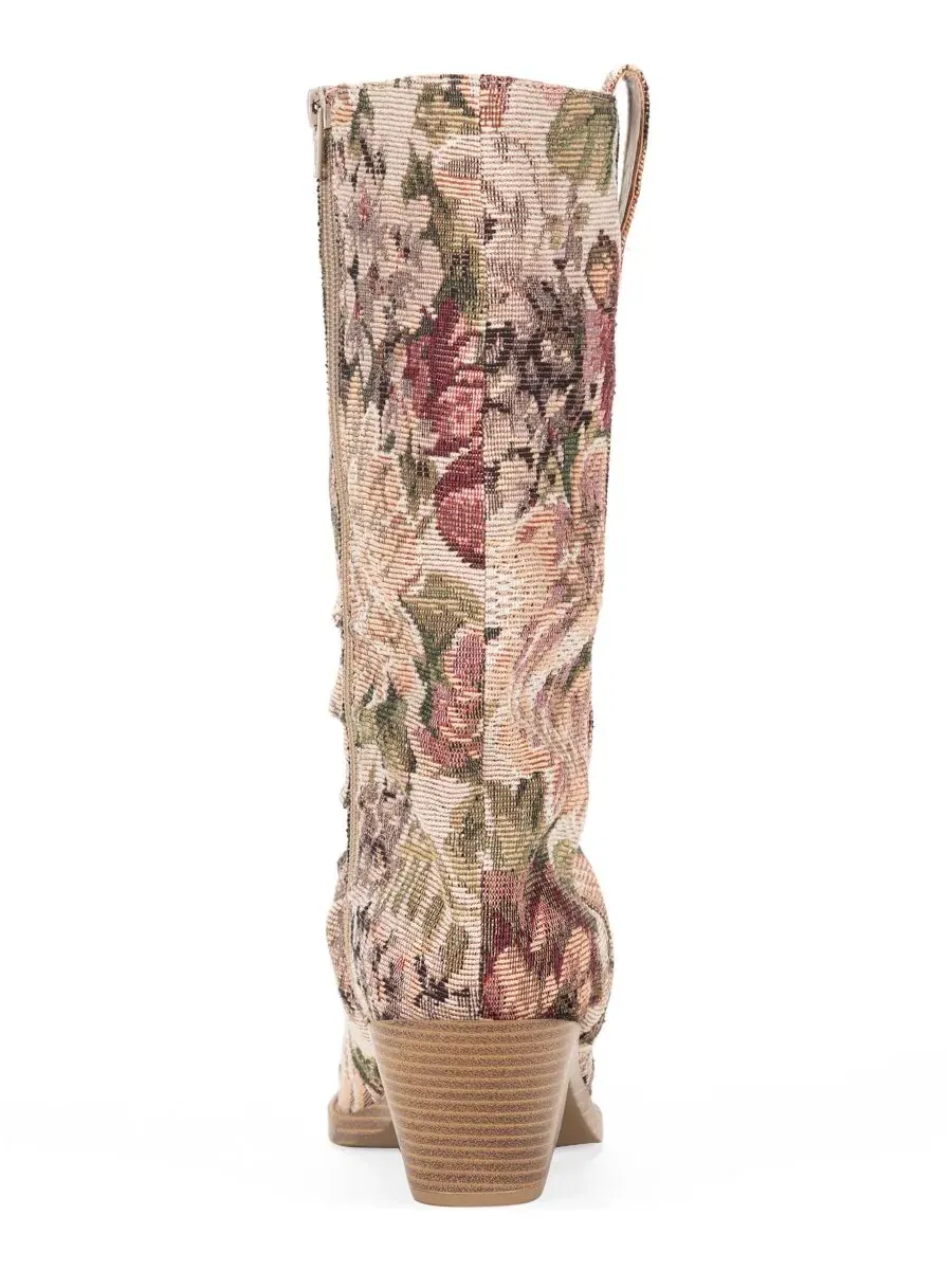 Женские сапоги-казаки Wild Pair Piippa Floral Tapestry Slouch Mid-Shaft — изображение 3 из 6, розовый