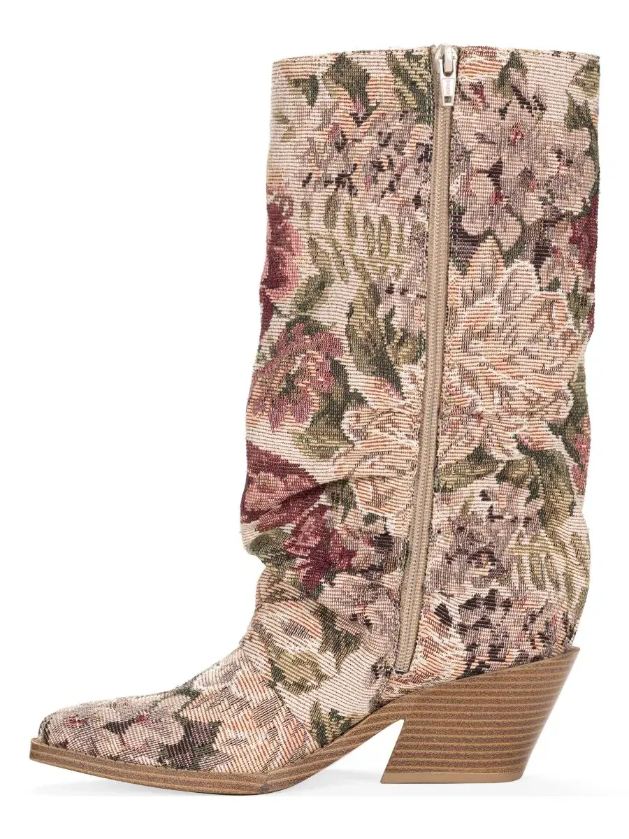 Женские сапоги-казаки Wild Pair Piippa Floral Tapestry Slouch Mid-Shaft — изображение 6 из 6, розовый