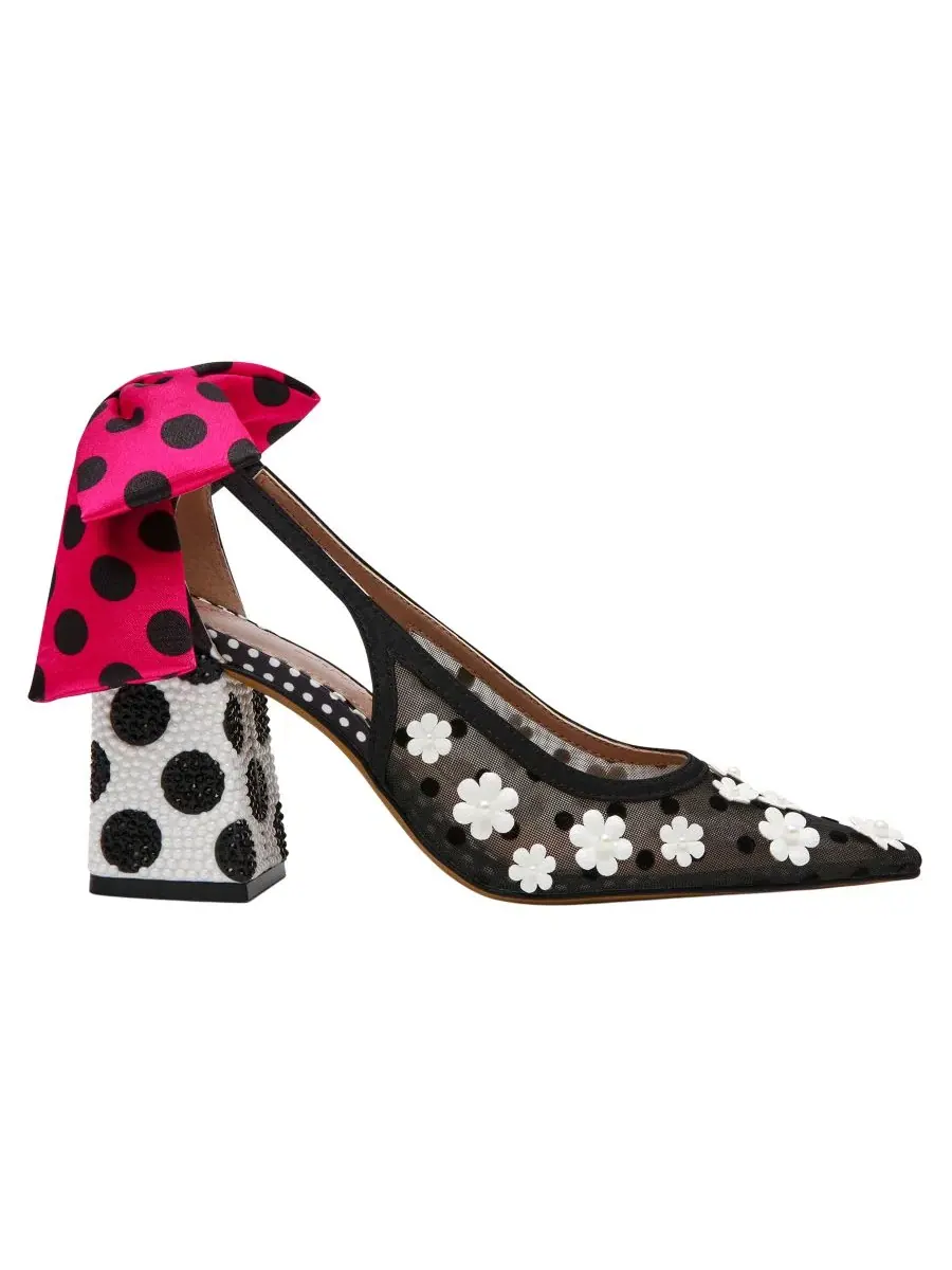 Туфли-лодочки Felix на каблуке-столбике с острым мысом Betsey Johnson — изображение 2 из 5, черный/белый/мульти