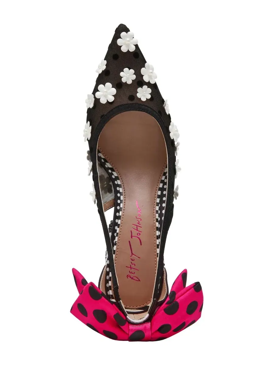Туфли-лодочки Felix на каблуке-столбике с острым мысом Betsey Johnson — изображение 4 из 5, черный/белый/мульти