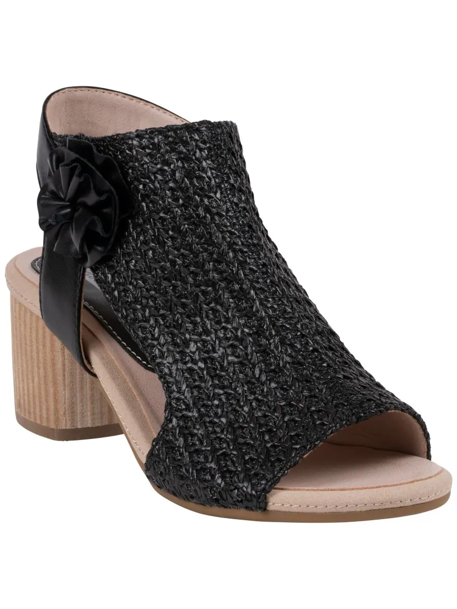 Женские сандалии Zakki Flower Rosette на плетеном каблуке с цветочным узором GC Shoes — изображение 1 из 5, черный