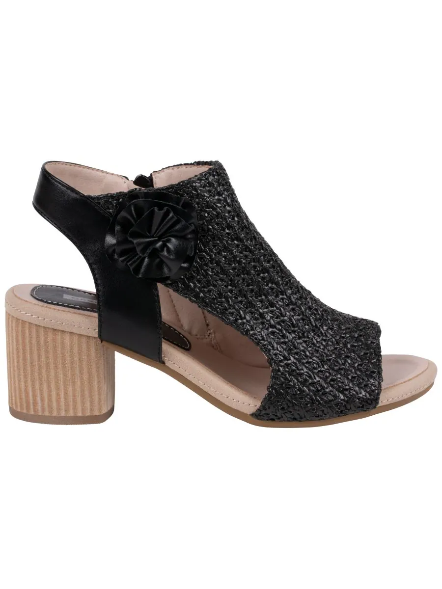 Женские сандалии Zakki Flower Rosette на плетеном каблуке с цветочным узором GC Shoes — изображение 2 из 5, черный