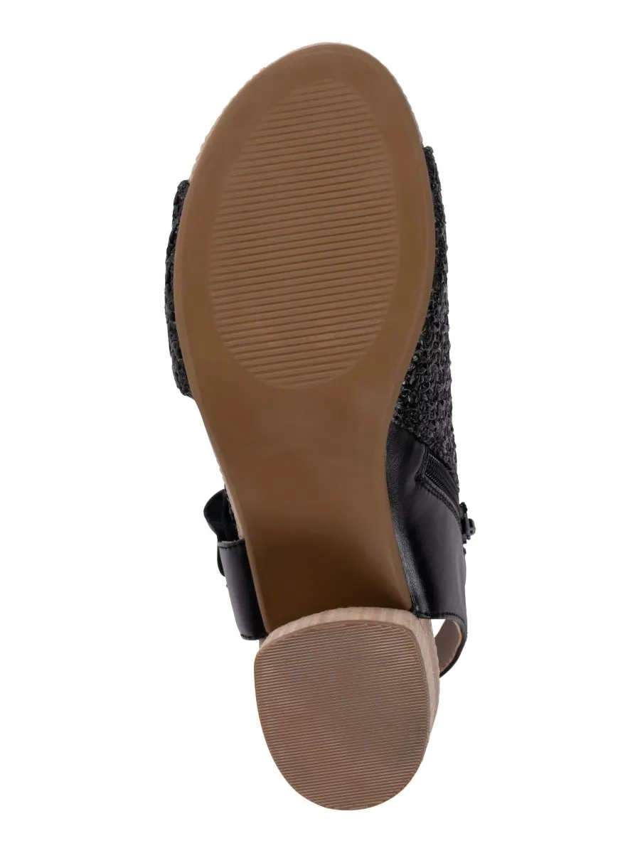 Женские сандалии Zakki Flower Rosette на плетеном каблуке с цветочным узором GC Shoes — изображение 5 из 5, черный
