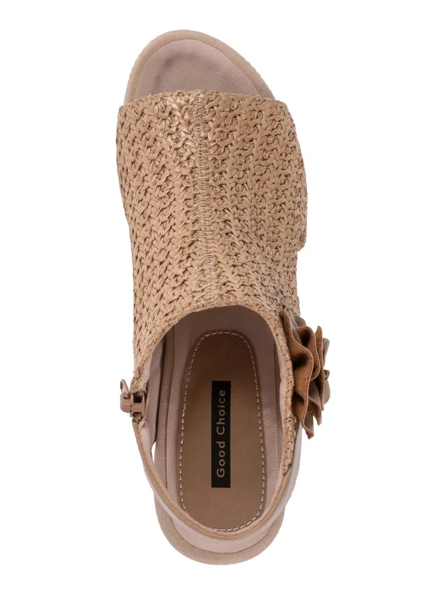 Женские сандалии Zakki Flower Rosette на плетеном каблуке с цветочным узором GC Shoes — изображение 4 из 5, прозрачный