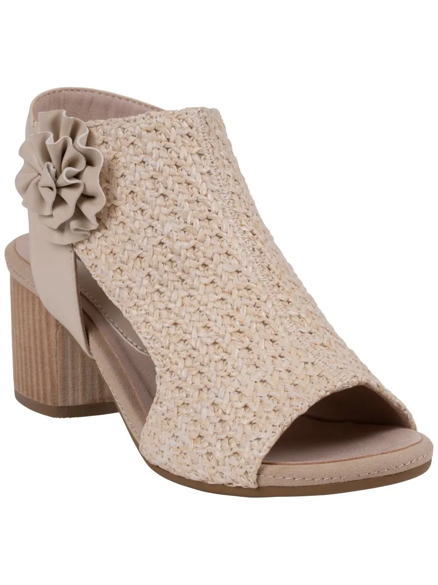Женские сандалии Zakki Flower Rosette на плетеном каблуке с цветочным узором GC Shoes — изображение 1 из 5, белый