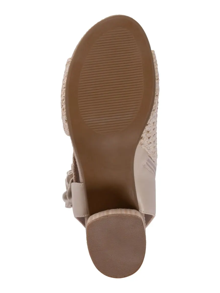 Женские сандалии Zakki Flower Rosette на плетеном каблуке с цветочным узором GC Shoes — изображение 5 из 5, белый