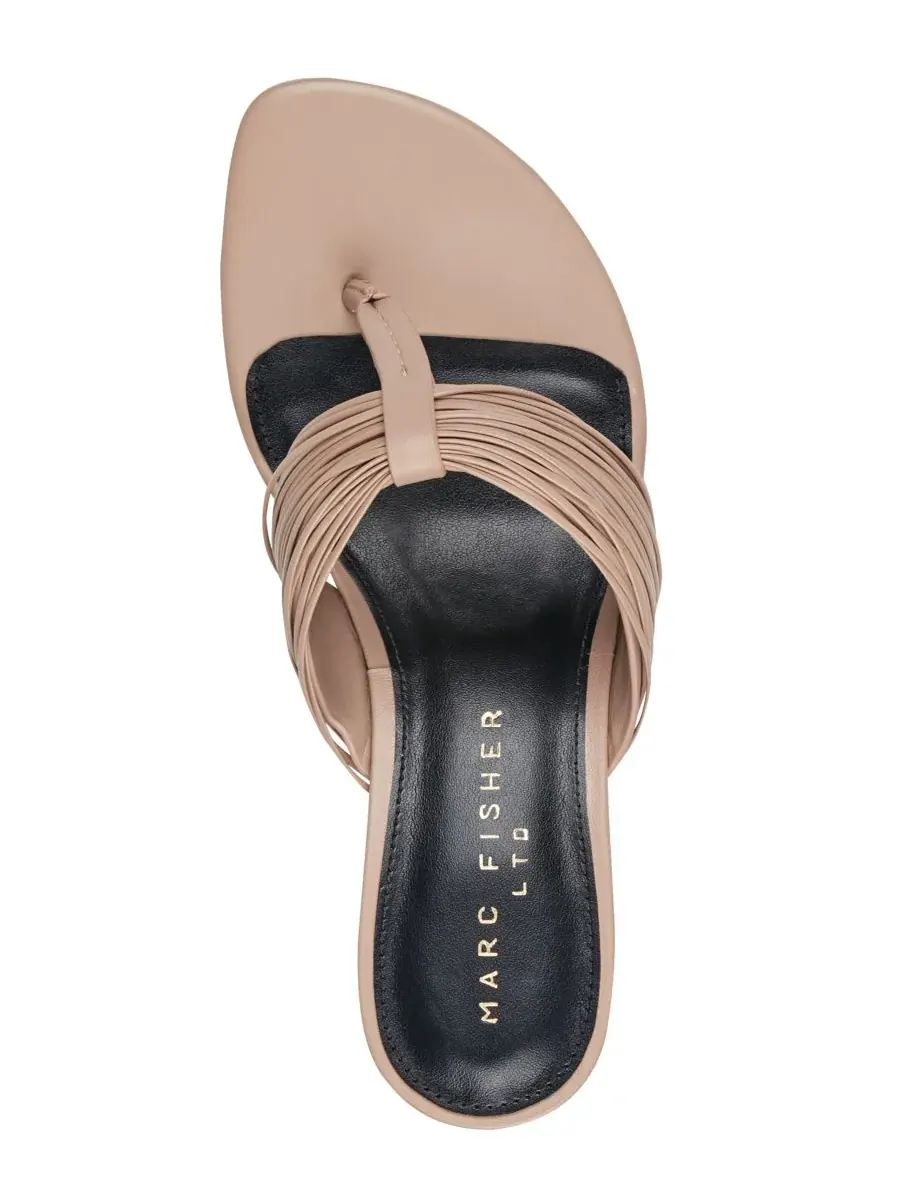 Женские кожаные сандалии Pamilla на невысоком каблуке Marc Fisher LTD, светлый-natural leather — изображение 4 из 5