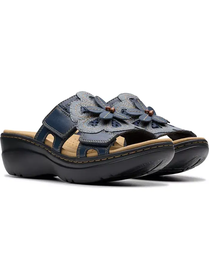 Босоножки Clarks Belle Flower на платформе, кожаные — изображение 5 из 8, темно-синий мульти