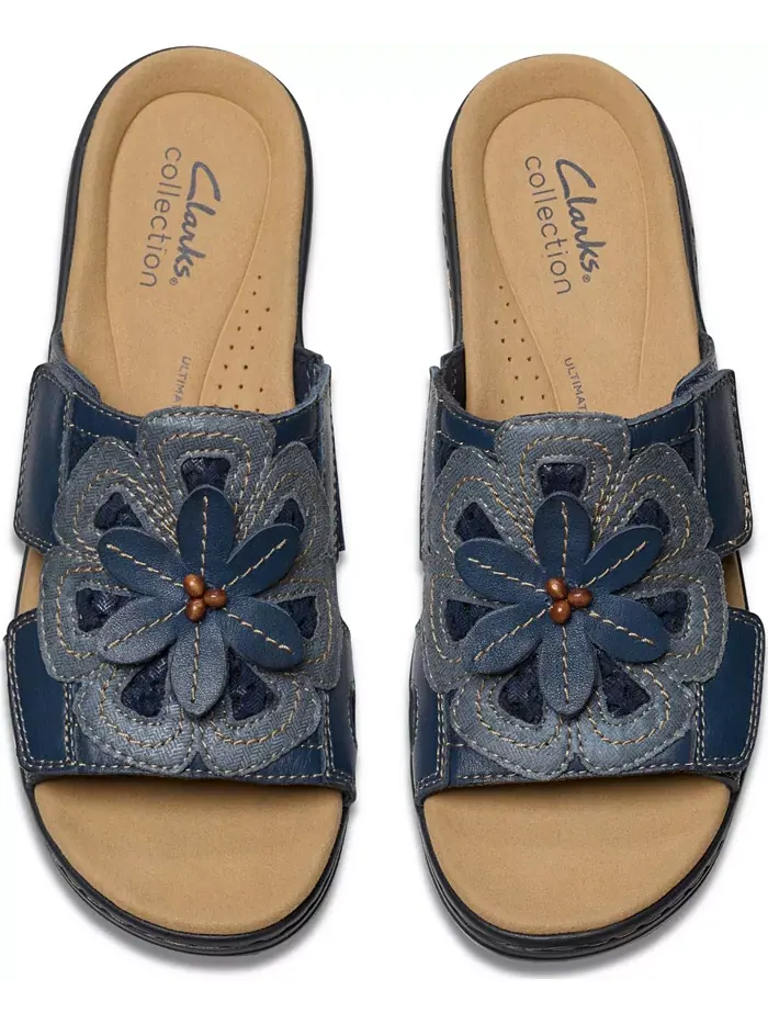 Босоножки Clarks Belle Flower на платформе, кожаные — изображение 6 из 8, темно-синий мульти