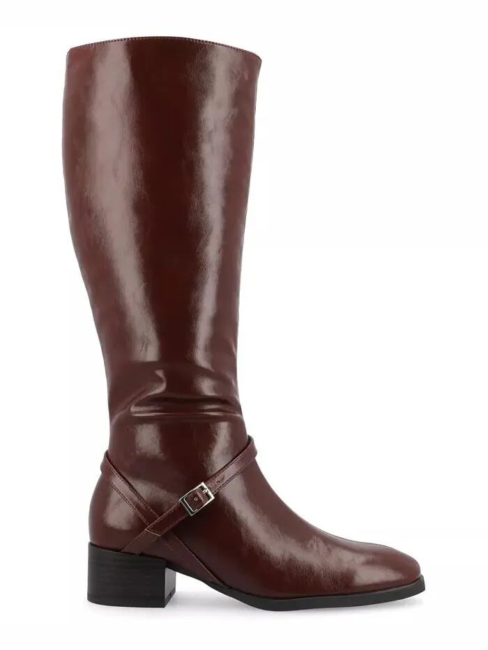 Женские сапоги для верховой езды Rhianah Wide Width Block Heel до колена Journee Collection — изображение 2 из 8, коричневый