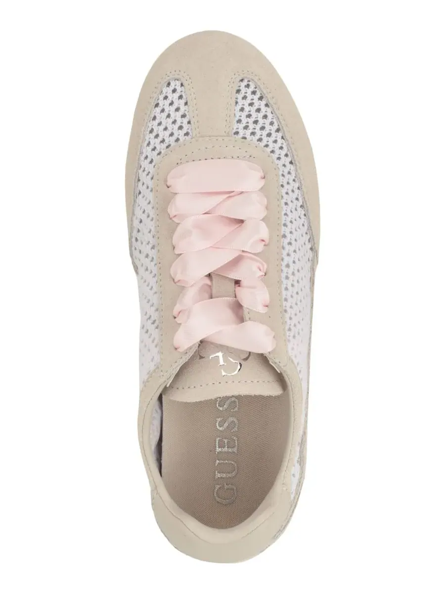 Женские сетчатые кроссовки Releve на шнуровке с низким профилем GUESS — изображение 4 из 5, белый/бежевый/розовый