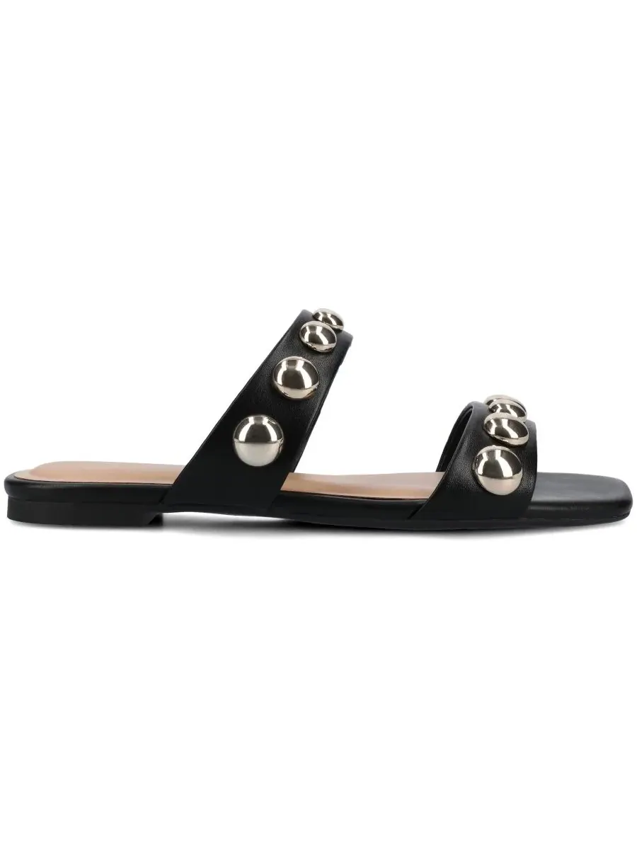 Женские сандалии-шлепанцы Frida с заклепками Journee Collection — изображение 2 из 5, черный/золотистый
