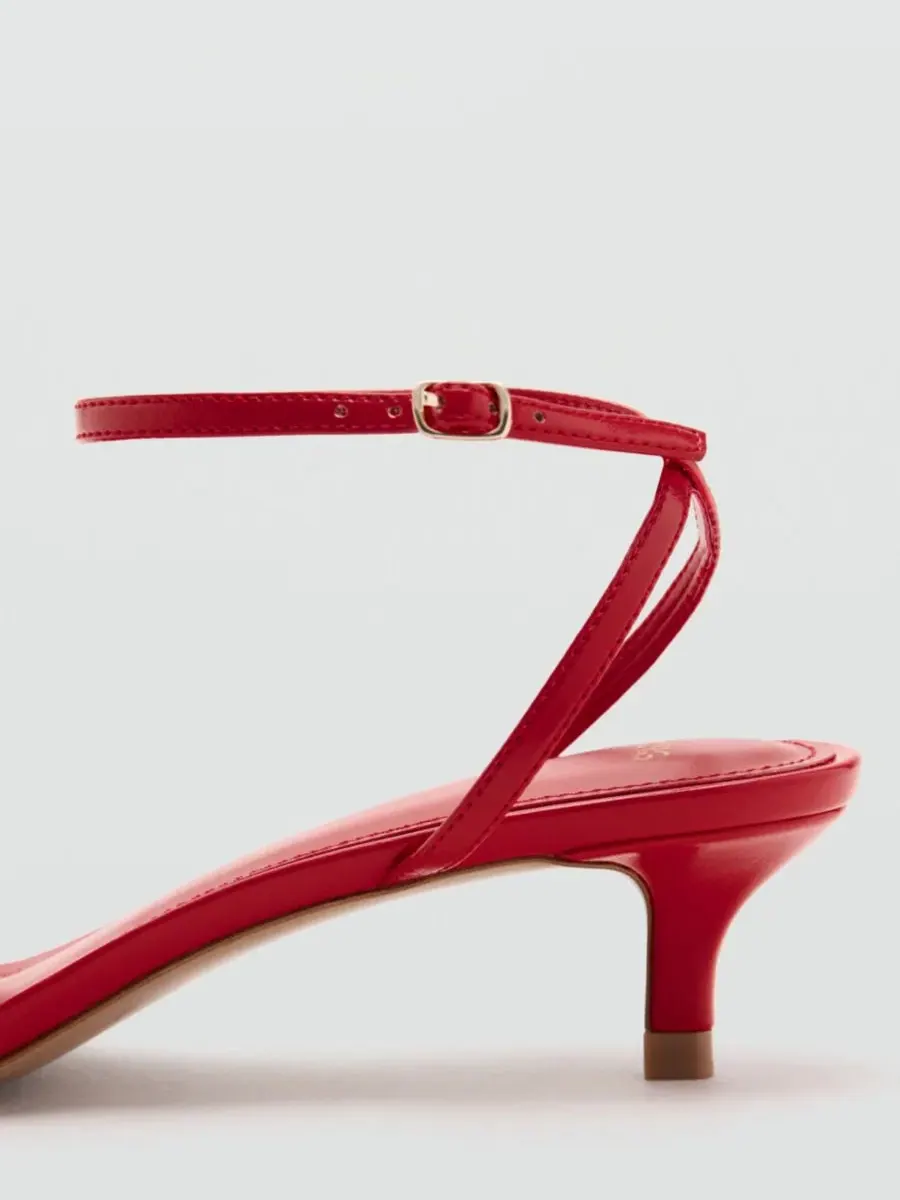 Босоножки на каблуке с перекрестными ремешками Criss-Cross Straps Sandals MANGO — изображение 4 из 8, красный