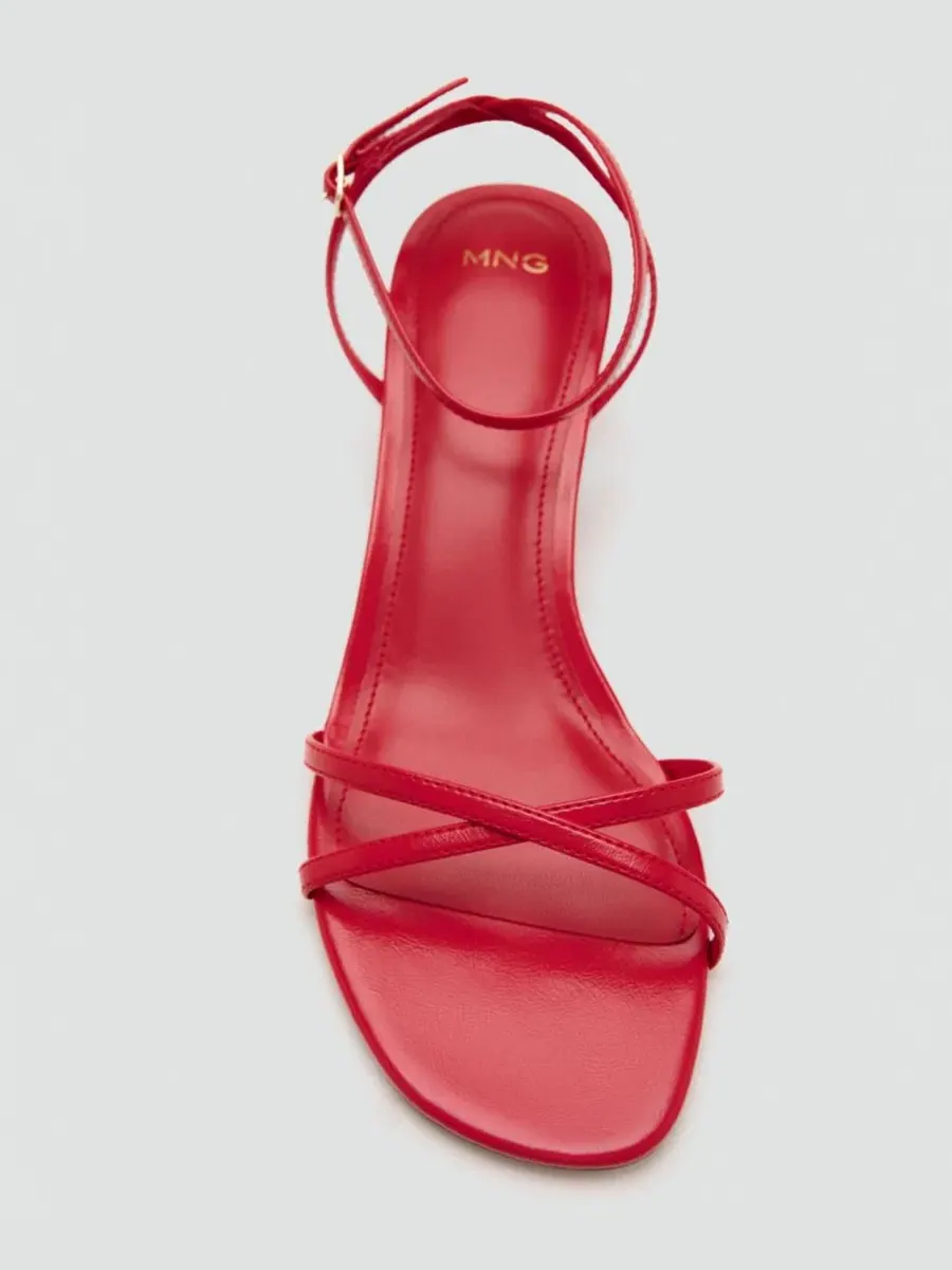 Босоножки на каблуке с перекрестными ремешками Criss-Cross Straps Sandals MANGO — изображение 5 из 8, красный