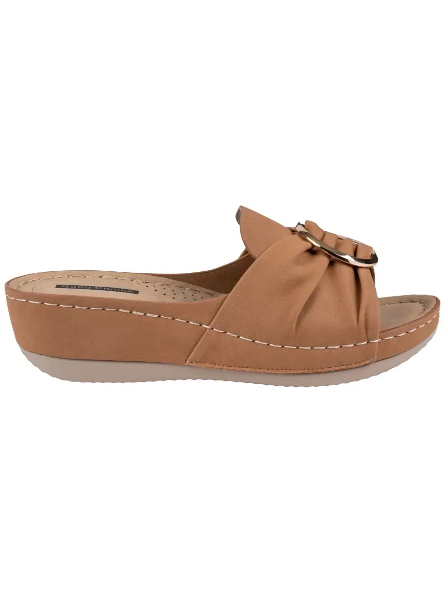 Женские сандалии на танкетке Isola с цветочным узором и розетками Gc Shoes — изображение 2 из 5, бежевый