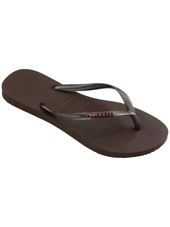 Женские сандалии с круглым носком Slim Logo Metallic Havaianas — изображение 1 из 4, коричневый