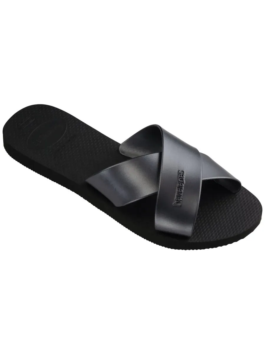 Havaianas Женские сандалии с круглым носком и бирюзовым металлическим блеском — изображение 1 из 7, черный