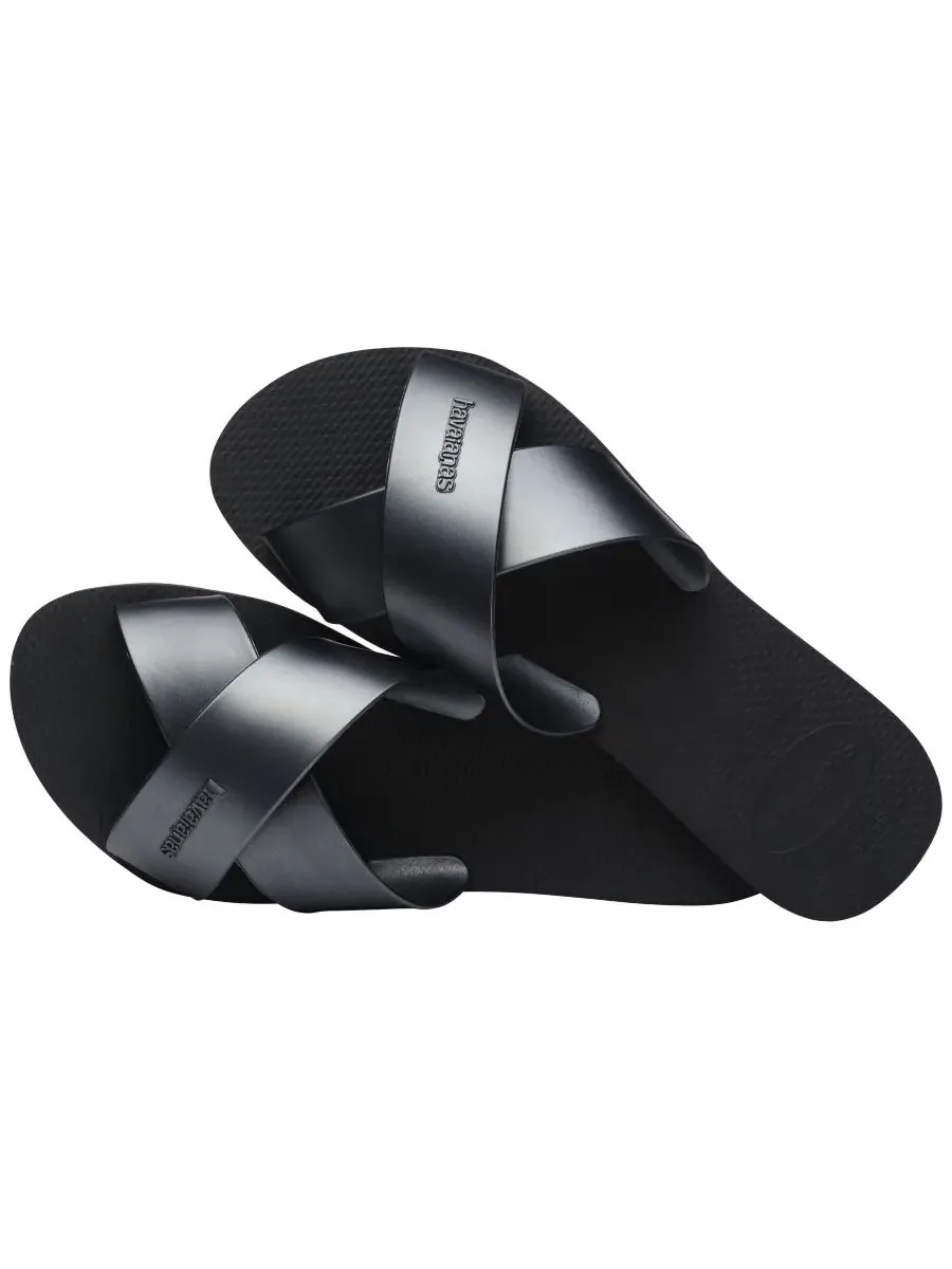 Havaianas Женские сандалии с круглым носком и бирюзовым металлическим блеском — изображение 4 из 7, черный