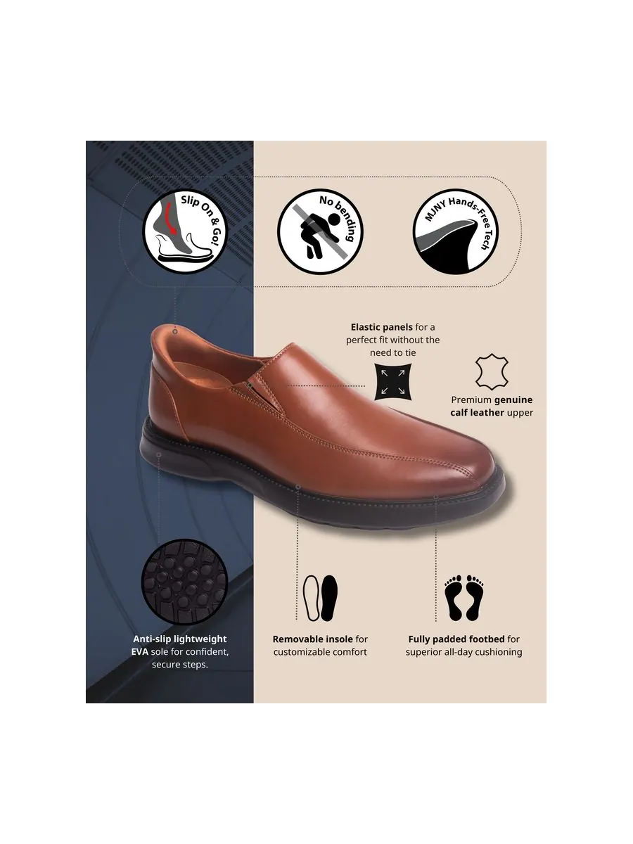 Мужские лоферы Shelby Road Hands-Free Slip On Technology Marc Joseph New York — изображение 2 из 5, коньячный