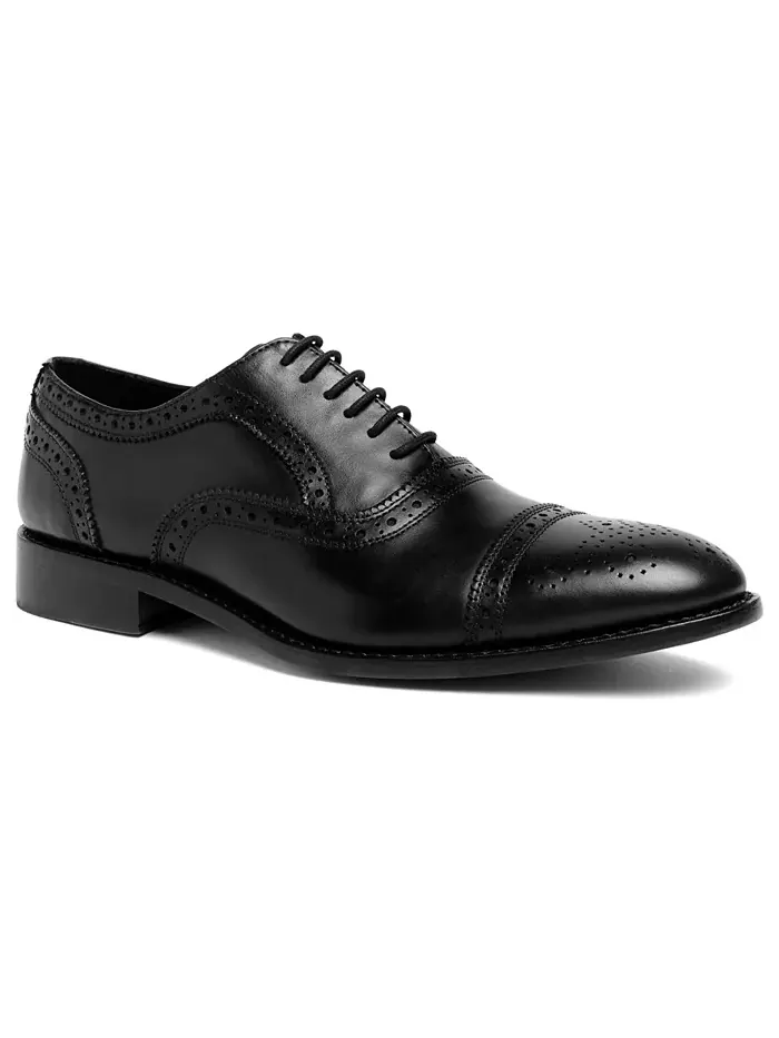 Мужские оксфорды Ford Quarter Brogue на кожаной подошве со шнуровкой Anthony Veer — изображение 1 из 5, черный