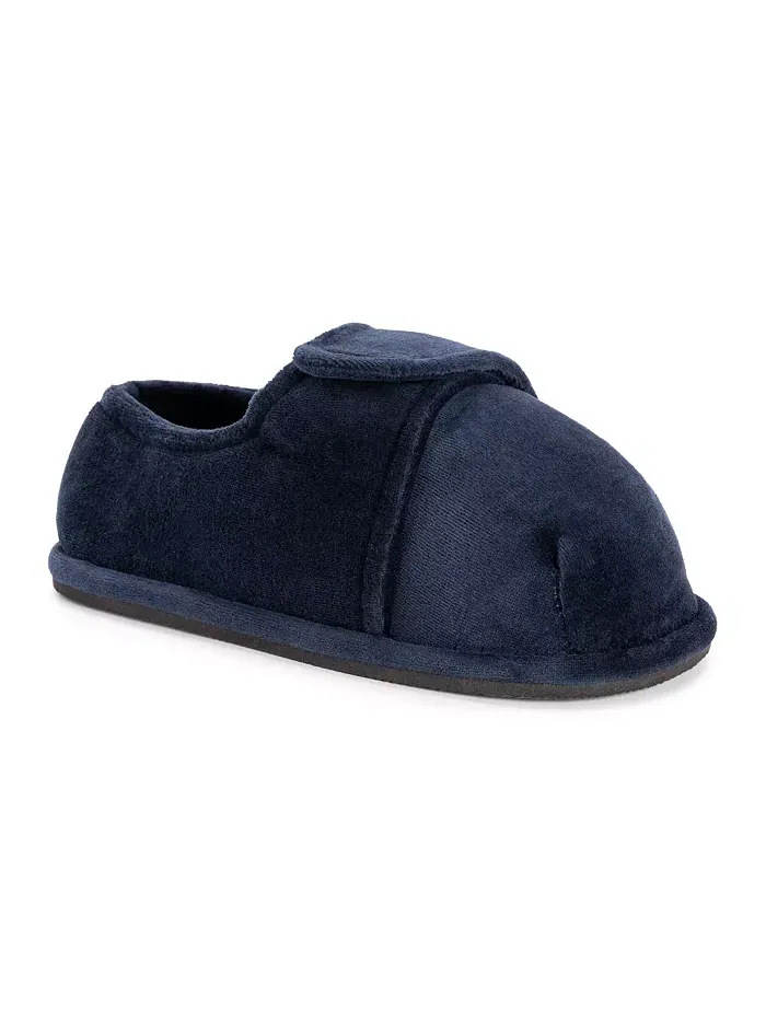 Мягкие тапочки Unisex с регулируемой застежкой из велюра, серые, размер M (женский 10-12, мужской