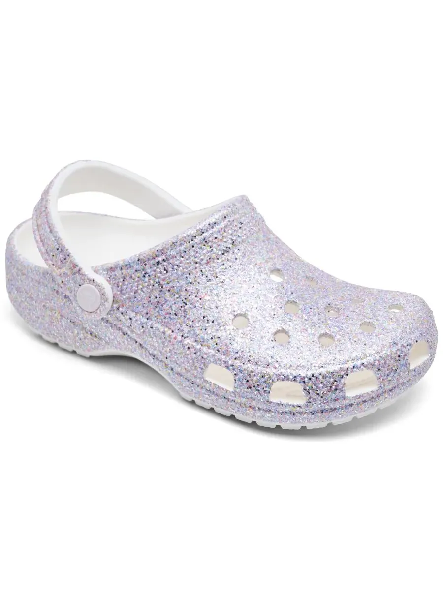 Классические сабо с блестками для девочек от Finish Line Crocs — изображение 1 из 6, белый